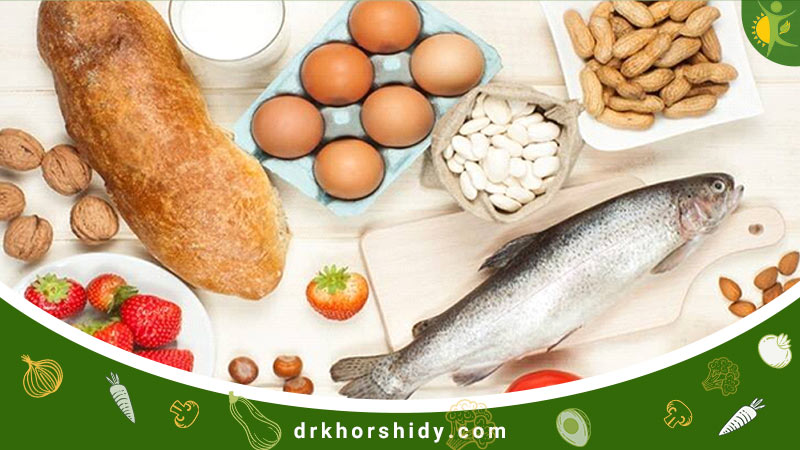 چندین مدل غذای مقوی مثل تخم مرغ و ماهی و...