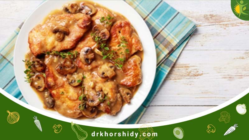 ترکیبی از مرغ و قارچ که برای رژیم مناسب است